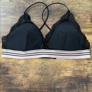 H&M Black Lace Bralette with Pink Trim